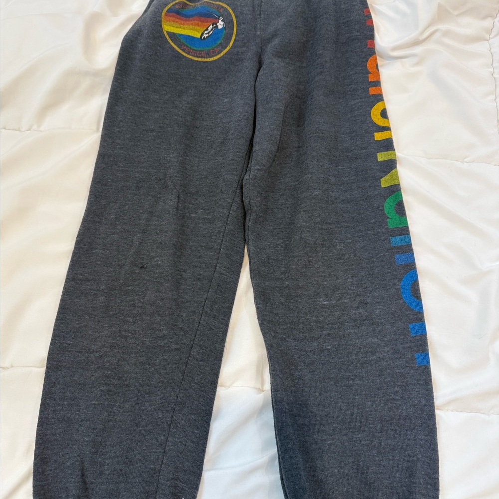 Kids Grey Sweatpants with Rainbow Detail